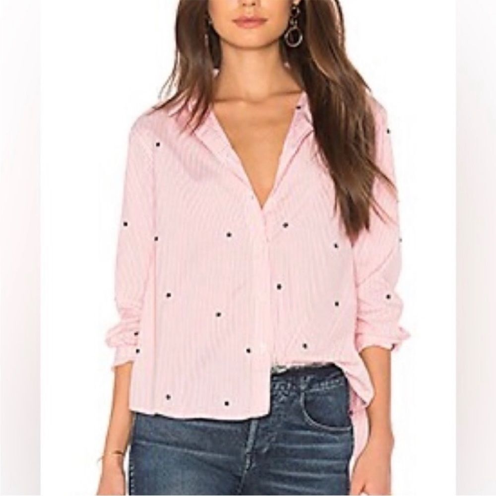 The GREAT 100% Cotton Pink & White Striped Polka Dot Oxford Button Down Shirt